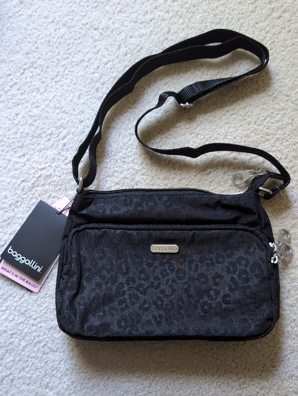 Baggallini Black Leopard-Print  Crossbody NWT